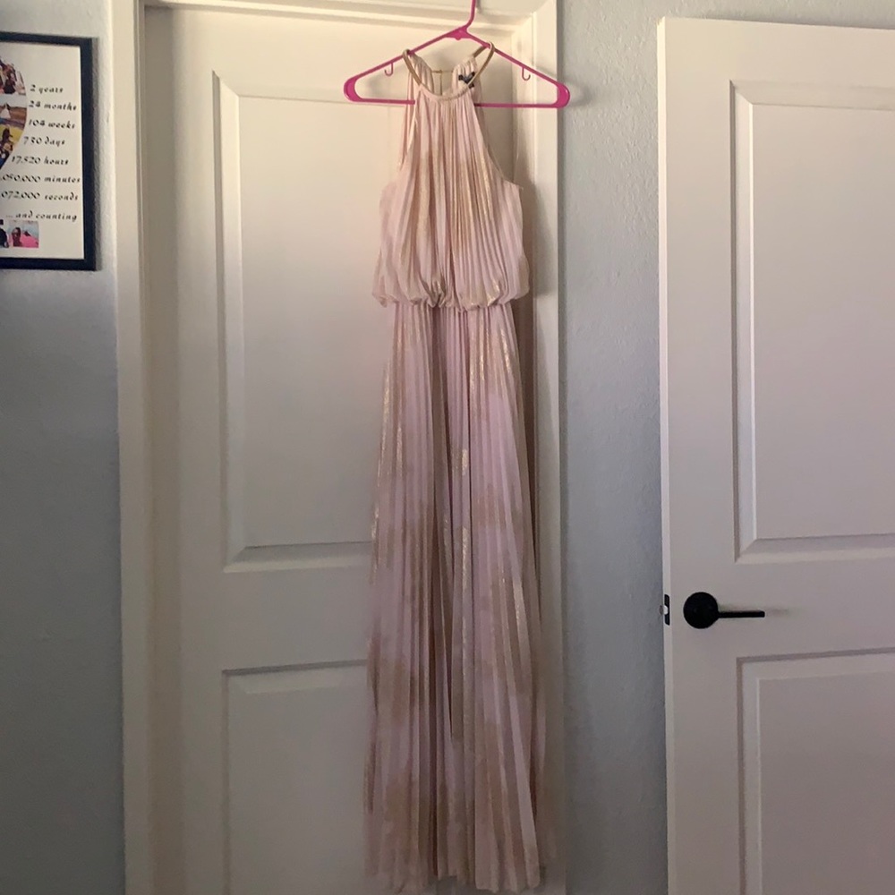 MSK Metallic Print Pleated Maxi Gown size 8